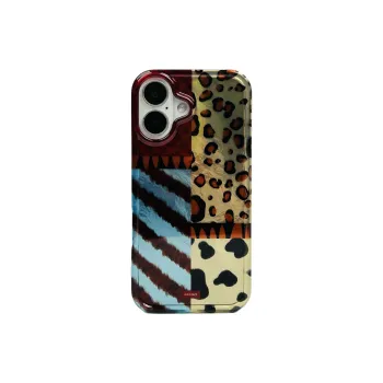 Sopi Acrylic Material Leopard Print Patchwork Phone Cases Compatible With IPhone 16/15 Pro Max/Apple 13/14 Pro Max/12