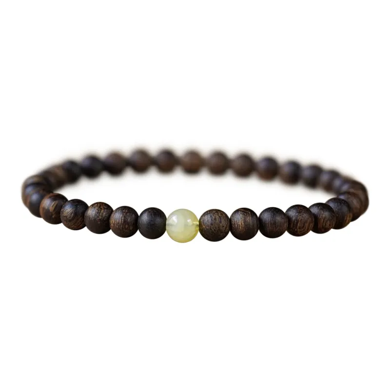 FANGYUANXIAOFU Auspicious Year Of The Snake Fragrance Enhancer, Agarwood Plain Circle Beaded Bracelet Women's-6