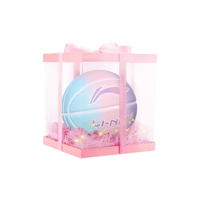 LiNing Rubber Basketball Purple Pink Green Gradient Size 7 Ball Training Unisex-9