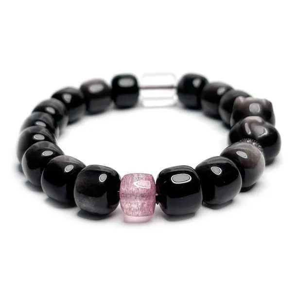 MOUNTAINS AND MANS Obsidian New Chinese Style Good Luck Beaded Bracelet Women's-3