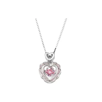 KING OF BLING 925 Sterling Silver With Zircon Necklaces Women's Sweet Peach Blossom, Good Luck