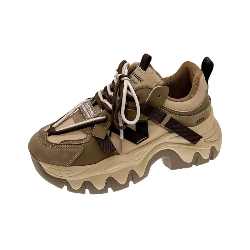 Yalu Shock Absorbers With Slip Resistant And Abrasion Resistant Properties Low Top Chunky Sneakers Women's-4