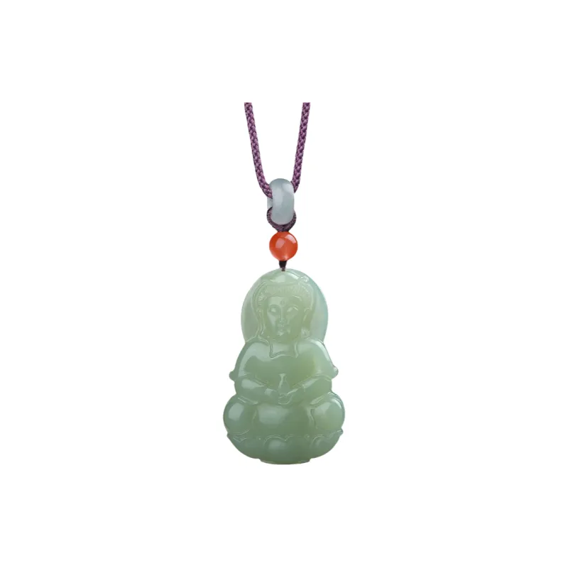 MUSHIFEN Hetian Jade Necklaces Pale Greenish White Jade Men's-4