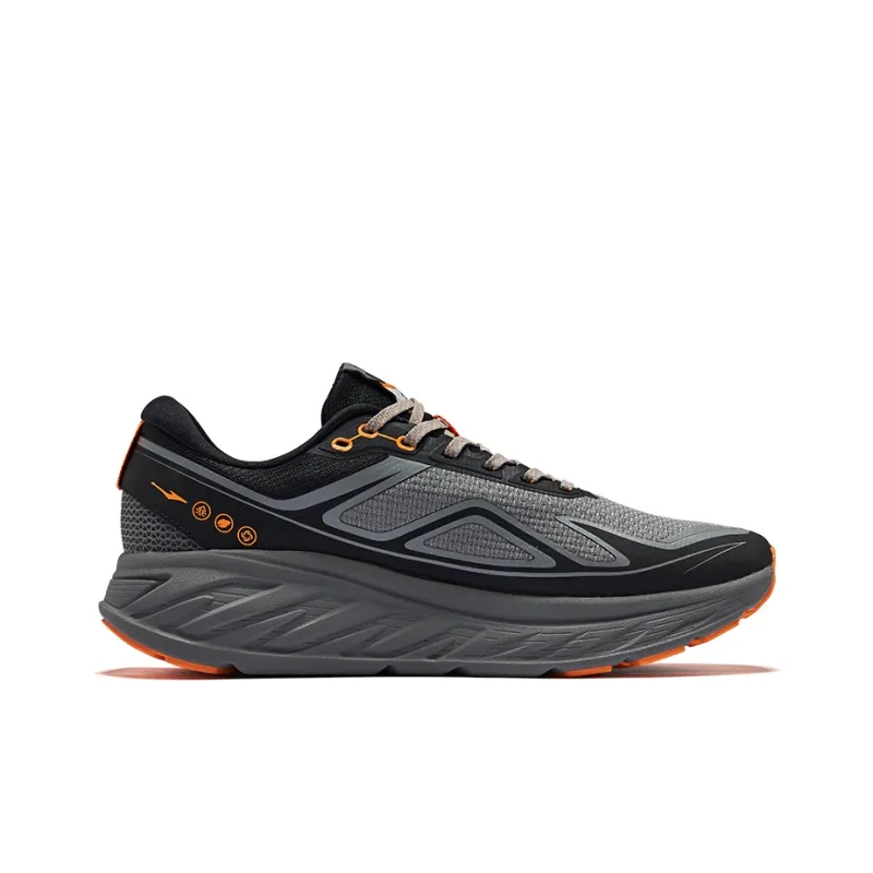 Erke Lightweight Rebound Low Top QiTian Technology Running Shoes Men's Carbon Gray With Solid Black-1