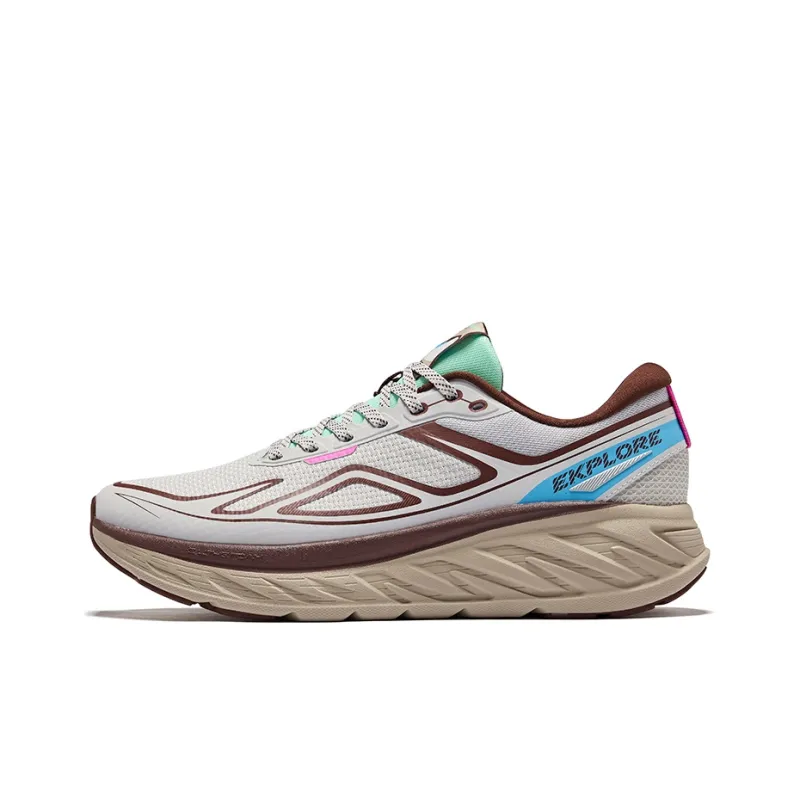 Erke Rebound Lightweight Low Top QiTian Technology Running Shoes Men's Cloud Mist Gray Cyan Willow Color-0