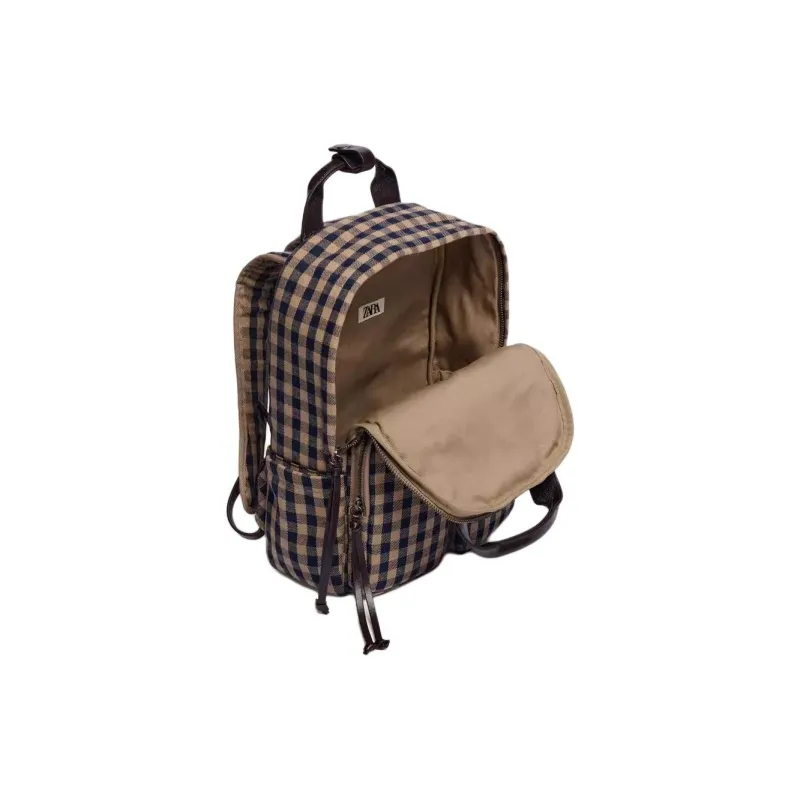 ZARA Polyester Backpack Mini Kids' Brown & Navy-3