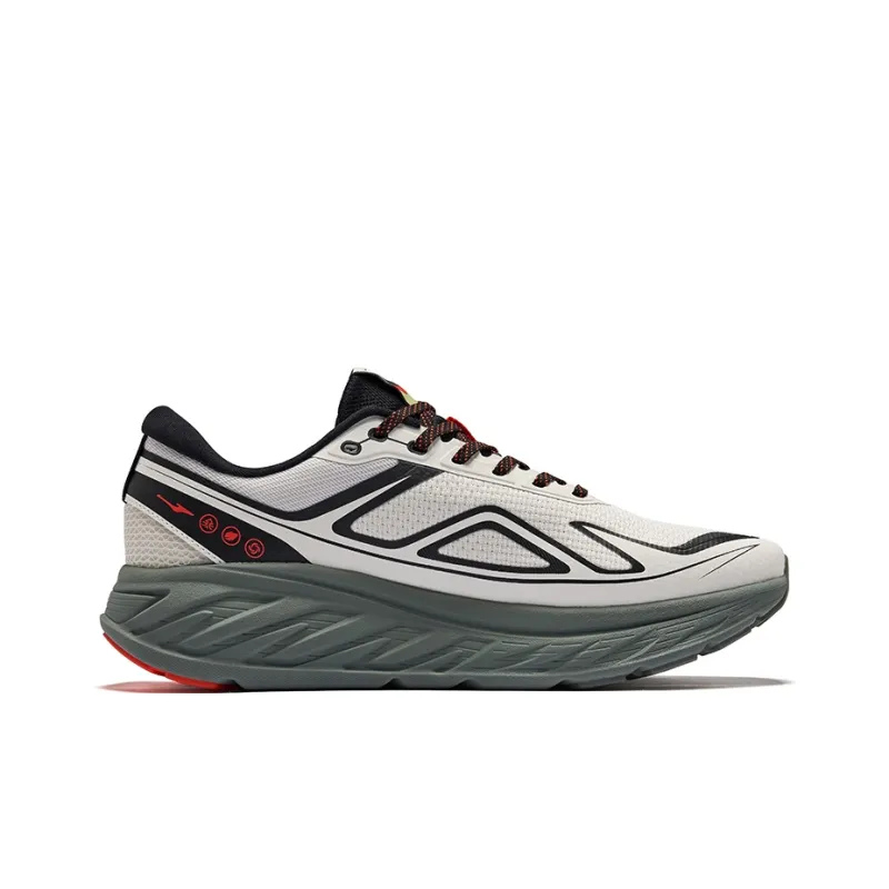 Erke Lightweight Rebound Abrasion Resistant Low Top QiTian Technology Running Shoes Men's Wild Gray Jet Black-1