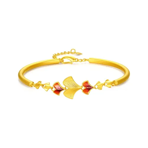 Zocai Lacquer Ginkgo Leaf National Style And Trendy Niche Luxury Solid Gold Priced In Gram Gold Bracelet Women's