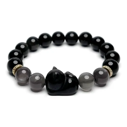 MOUNTAINS AND MANS Obsidian New Chinese Style Good Luck Beaded Bracelet Women's