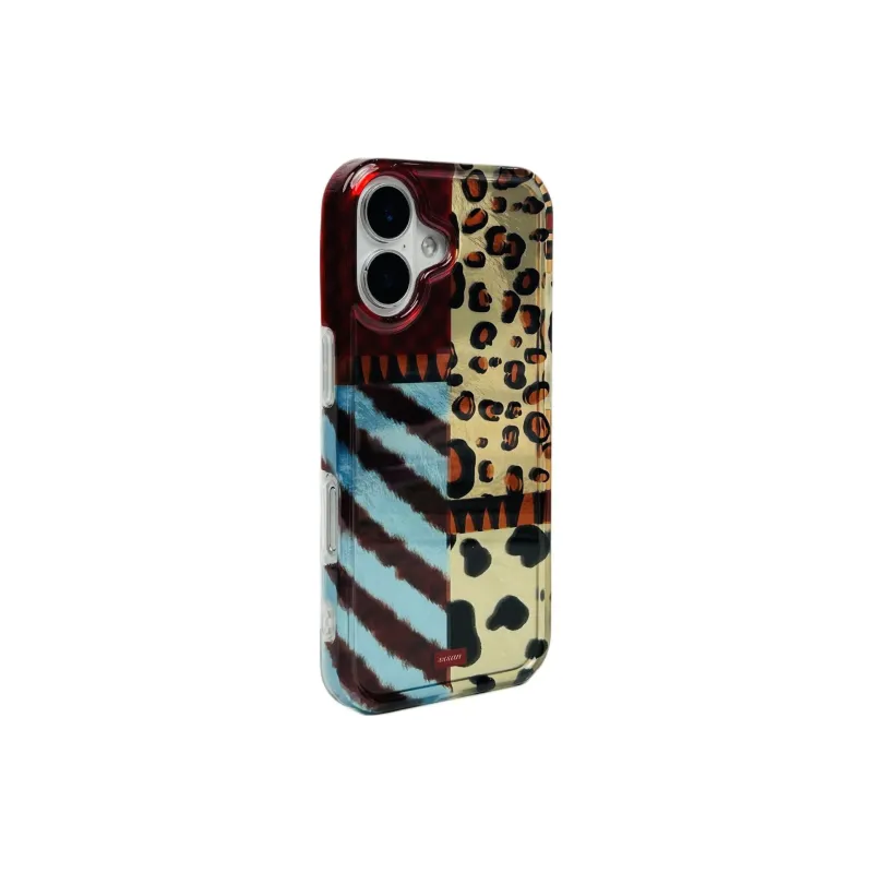 Sopi Acrylic Material Leopard Print Patchwork Phone Cases Compatible With IPhone 16/15 Pro Max/Apple 13/14 Pro Max/12-1
