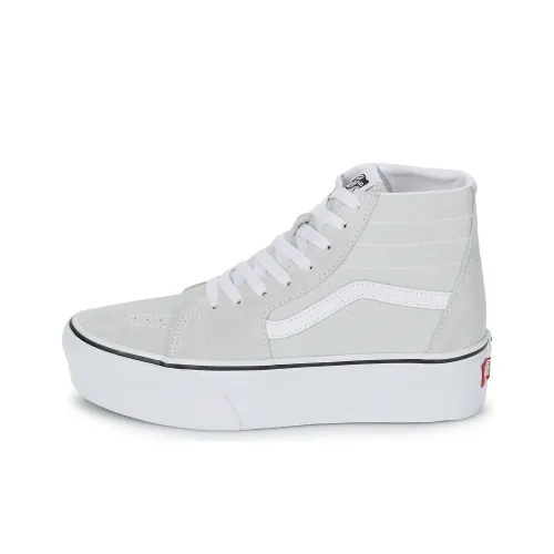 Vans Sk8 Hi Anti Slip Wear Resistant Mid Top Skateboard Shoes Unisex White Gray