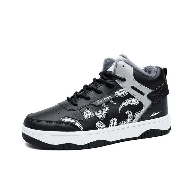 Kuding Skateboard Shoes Men High Top Black Gray Beige Green-4