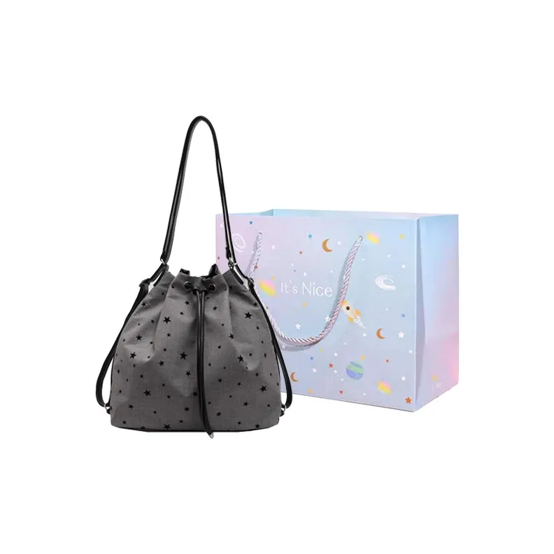 GOX Canvas Bag, Bucket Bag, Shoulder Bag Women's Stars/Polka Dot/Bowknot/Heart-0
