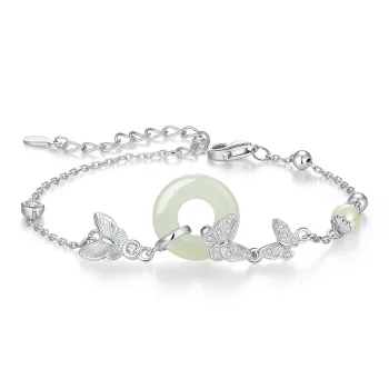 SEVEN COOK Hetian Jade Bracelets Pale Greenish White Jade Women's