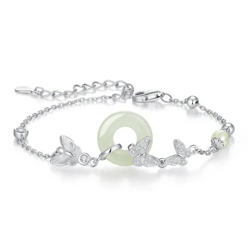 SEVEN COOK Hetian Jade Bracelets Pale Greenish White Jade Women's