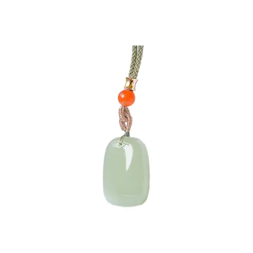 Jing Ruyu Hetian Jade Necklaces Pale Greenish White Jade Unisex