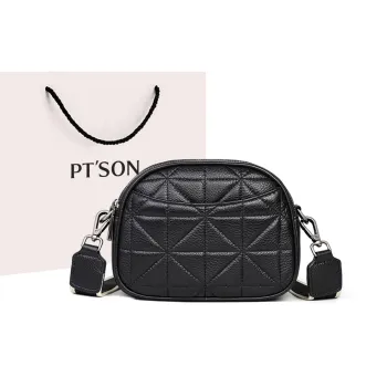 PT'SON Cow Leather Patchwork Synthetic Leather Shoulder Bag Crossbody Bag Regular Women's Black