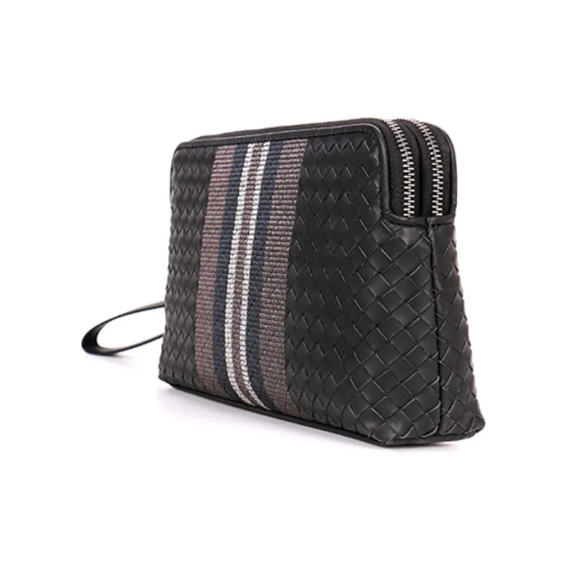 ROSEROOEN Cow Leather Clutch Large Size Men's Black-1
