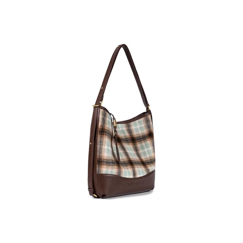 CHRISBELLA Fabric Handbag, Shoulder Bag Medium Size Women's Green/Brown-1