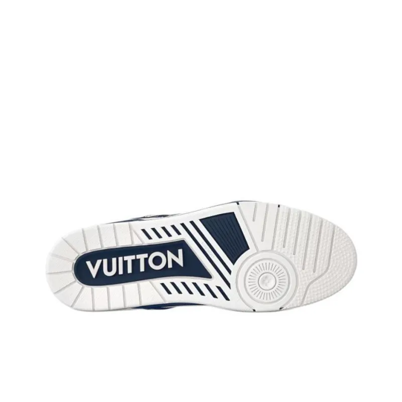 LOUIS VUITTON Trainer Low Top Skateboard Shoes Men's White Blue-5