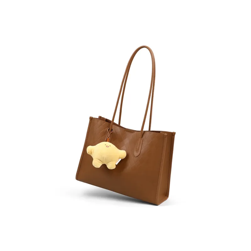 C°BANNER Split Cow Leather With Synthetic Leather Underarm Tote Shoulder Bag Large Size Women's Gold Brown-4