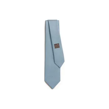 HERMES Mulberry Silk Ties Unisex Light Sky Blue