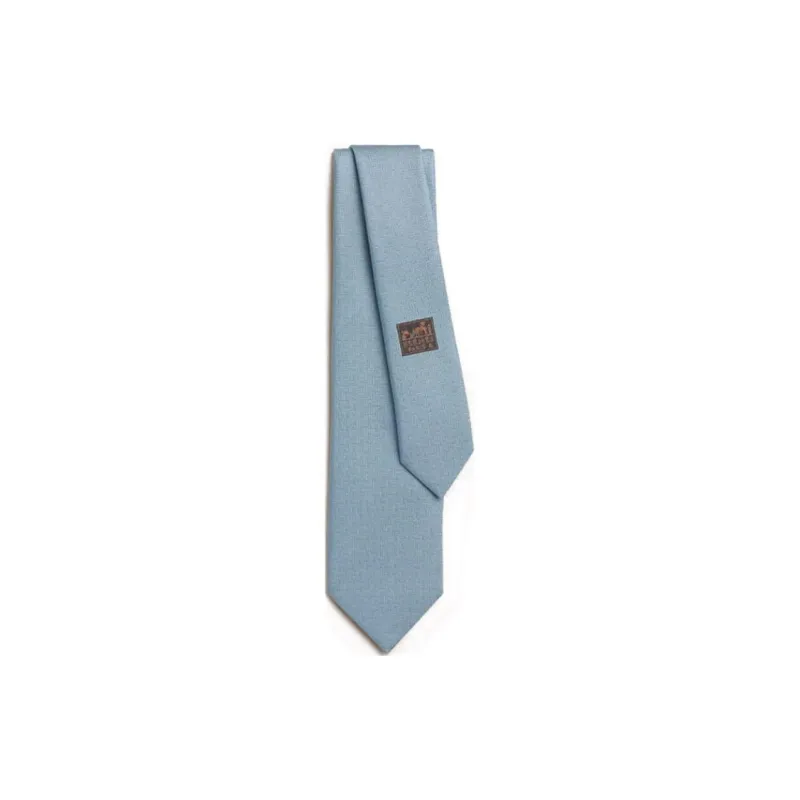 HERMES Mulberry Silk Ties Unisex Light Sky Blue-0