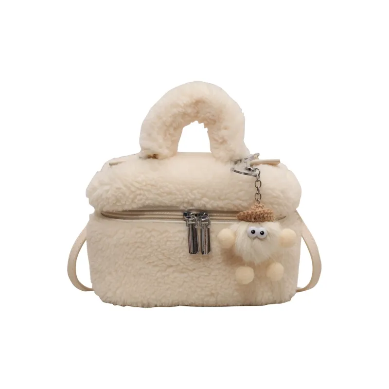 Yalu Velour Shoulder Bag, Crossbody Bag, Handbag Regular Women's White/Pink/Khaki/Brown/Rose Red-12