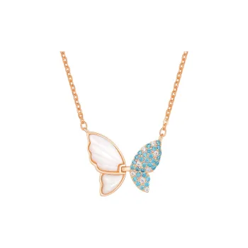 KING OF BLING 925 Silver, Mother Of Pearl, Cubic Zirconia Necklaces Women's Good Luck