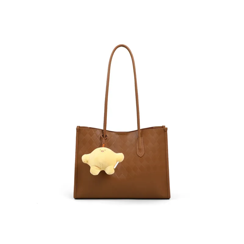 C°BANNER Split Cow Leather With Synthetic Leather Underarm Tote Shoulder Bag Large Size Women's Gold Brown-2