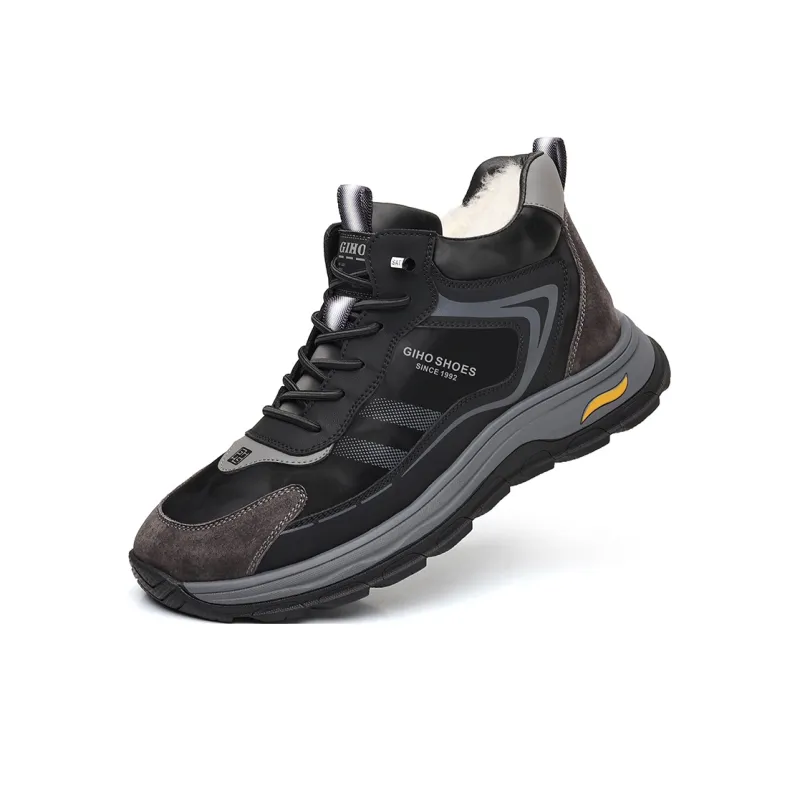 GIHO Insulated Shoe Slip-Resistant Mid-Top Casual Shoes Men's Black-7