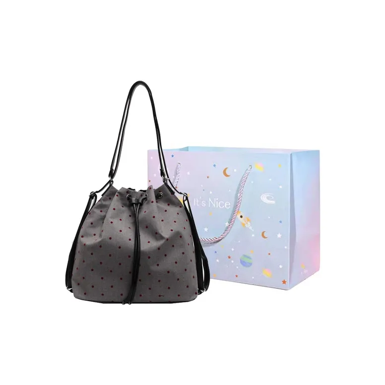 GOX Canvas Bag, Bucket Bag, Shoulder Bag Women's Stars/Polka Dot/Bowknot/Heart-6