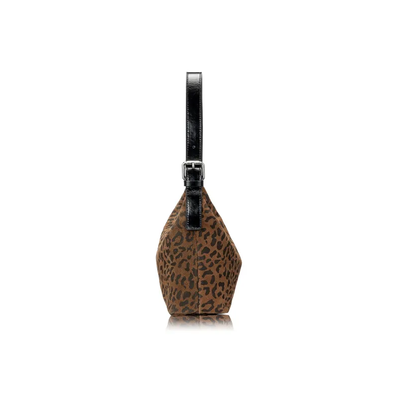 ROBERTA DI CAMERINO Cow Leather Shoulder Bag Women's Brown Leopard/Black-2