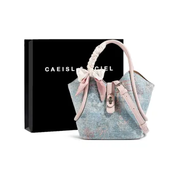 CAEISL&KCIEL Handbags Blue And White Embroidery Powder