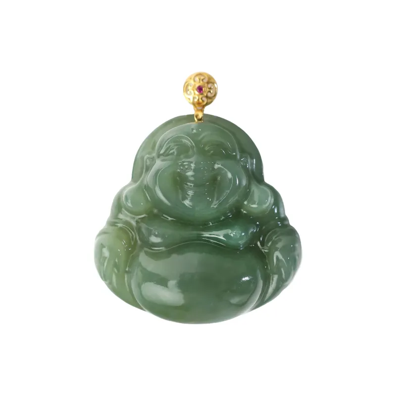 Qingjing Pendants Green Jade Unisex-0