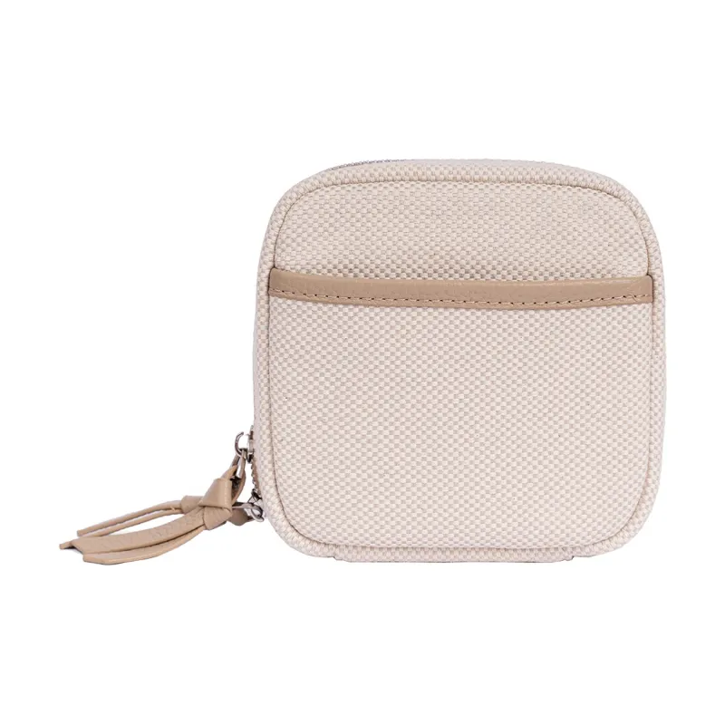 Boniu Canvas Makeup Bag Unisex Linen Gray/Black/Light Yellow/Light Blue-0