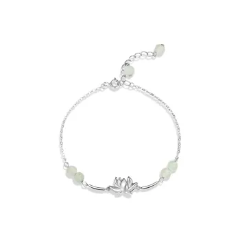 WANLIACC S925 Silver Good Luck Lotus Bracelet Women's