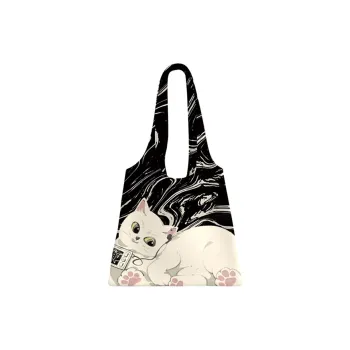 AOSONG Suede Tech Fabric Shoulder Bag Regular Unisex Pull String Cat