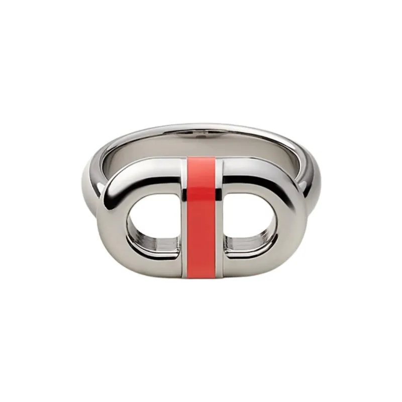 HERMES Stainless Steel Rings Unisex Open Country Orange-1