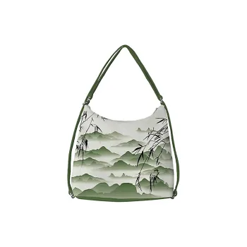 AOSONG Suede Tech Fabric Shoulder Bag Unisex White & Green