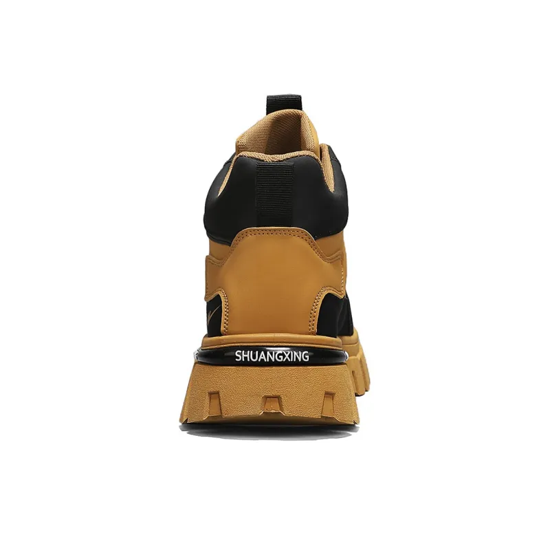 Binary Shock Absorbers With Slip Resistant And Abrasion Resistant Properties High Top Casual Shoes Men's Black Yellow-4
