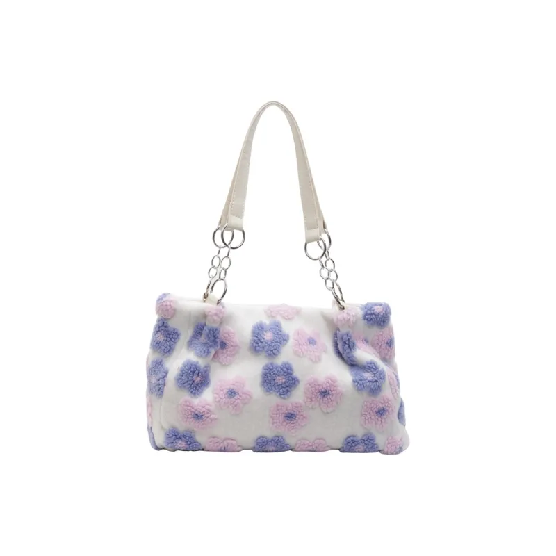 Morellybear Faux Fur Handbag, Shoulder Bag Regular Women's Blue/Pink/Purple-7