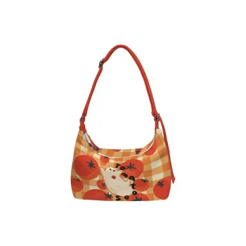 AOSONG Suede Tech Fabric Crossbody Bag Regular Unisex Orange And Red
