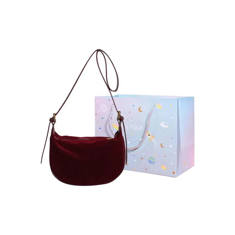 GOX Velour Shoulder Bag Women's Black/Burgundy/Brown/Coffee-6