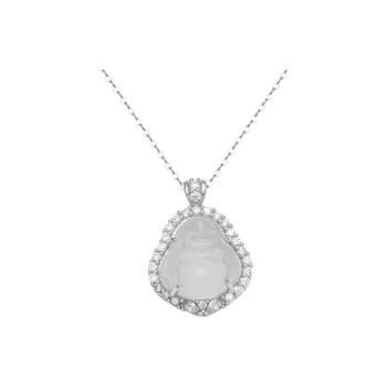 CHUVORA Maitreya Buddha Necklace For Women's Collarbone Chain New Chinese Style Accessories Gift S925 Silver Women's