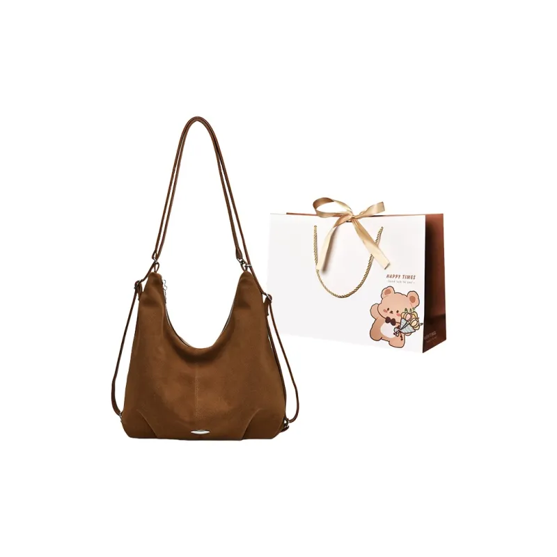 ERANGBEAR PU Double Shoulder Bag, Crossbody Bag Women's Black Coffee Brown Khaki-6