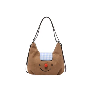 NOMK PU Bonded Corduroy Tote Backpack Shoulder Bag Women's Brown