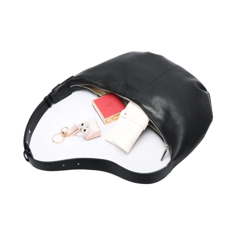 BOPAI Synthetic Leather Shoulder Bag Dumpling Bag Regular Unisex Black/Brown-2