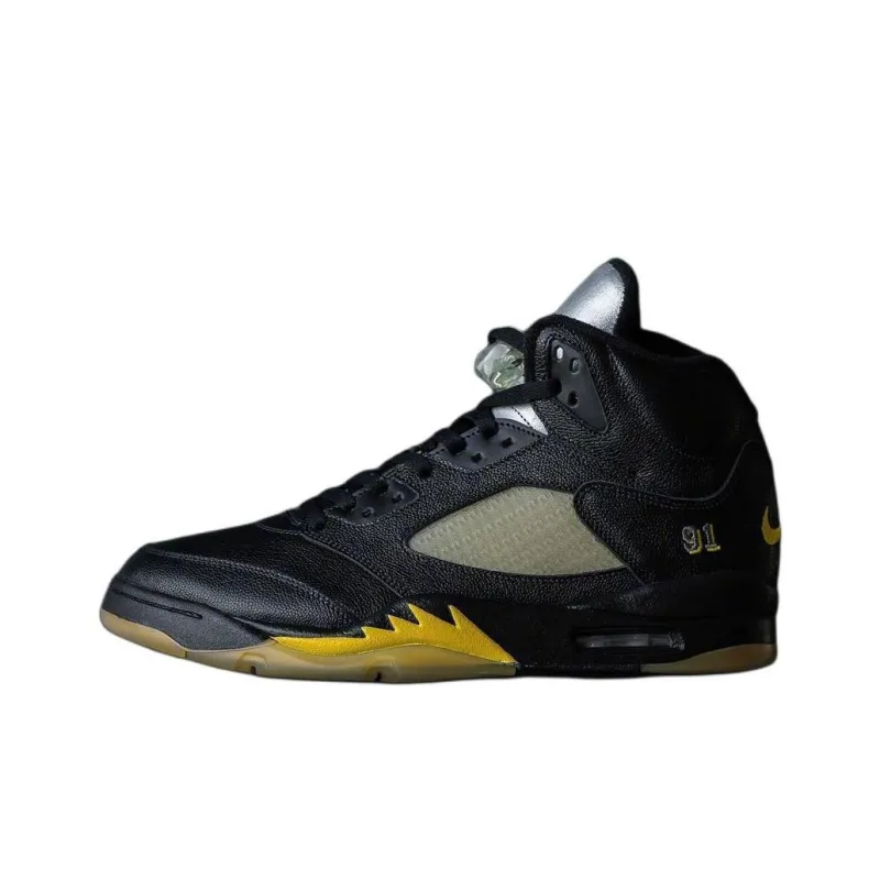 Jordan Air Jordan 5 Anti-Slip Wear-Resistant Mid-Top Vintage Basketball Shoes Men's Black-0