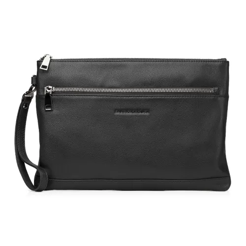 Sharkborough Cow Leather Clutch Medium Size Men's Black